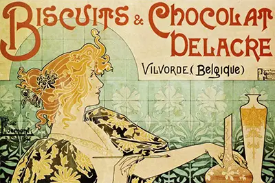 Biscuits and Chocolate Delcare Alphonse Mucha